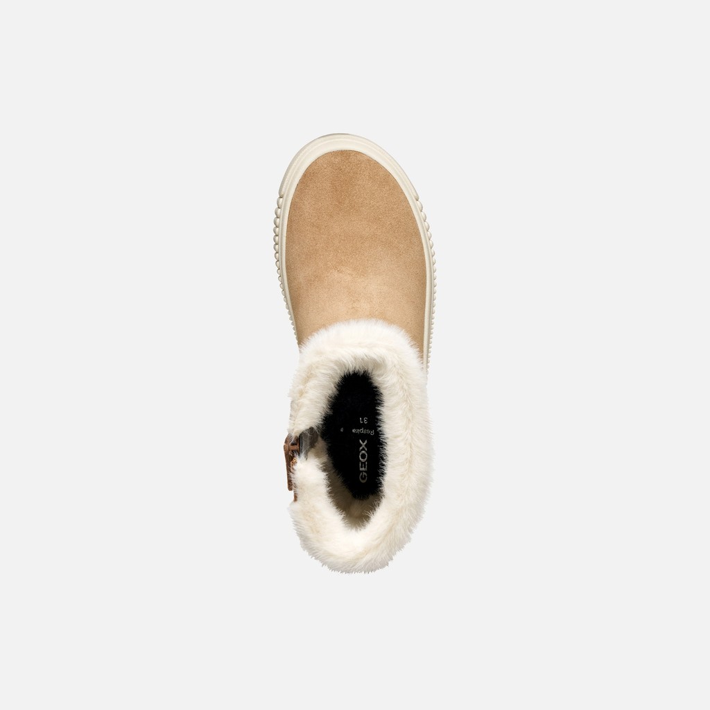 Fur-trimmed ankle boots LAQUINNY   GIRL Whisky - image number 1 | GEOX