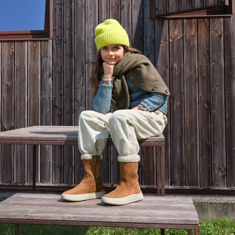 Stiefeletten mit Fell LAQUINNY   MÄDCHEN Cognac - image number 1 | GEOX