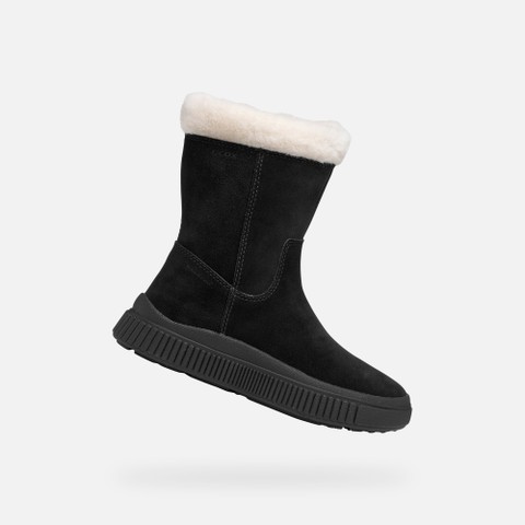 Fur-trimmed ankle boots LAQUINNY   GIRL Black | GEOX