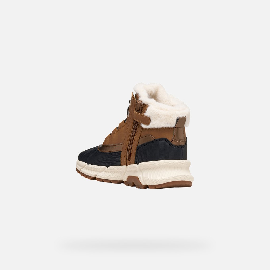 Fur-trimmed ankle boots FLEXYPER PLUS ABX GIRL Tobacco/Black - image number 3 | GEOX