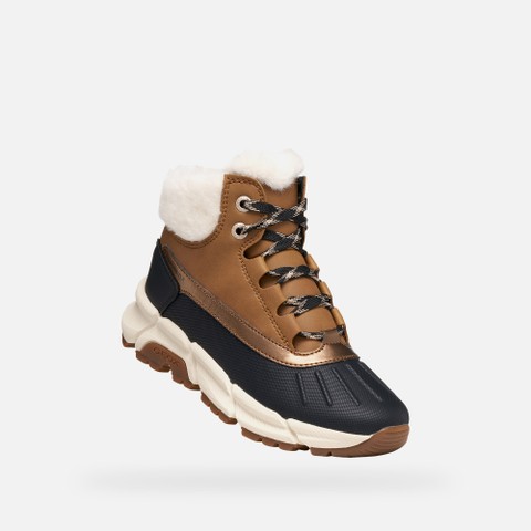 Fur-trimmed ankle boots FLEXYPER PLUS ABX GIRL Tobacco/Black - image number 4 | GEOX