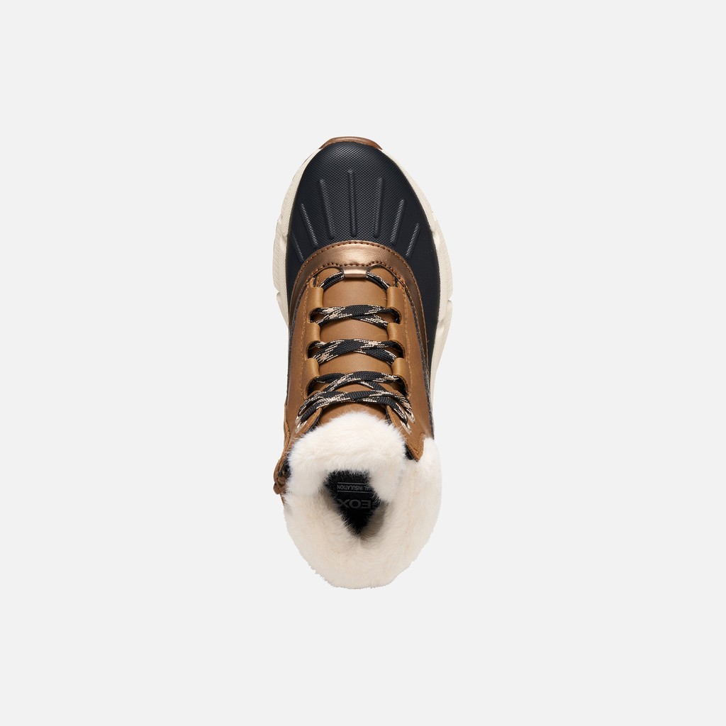 Fur-trimmed ankle boots FLEXYPER PLUS ABX GIRL Tobacco/Black - image number 5 | GEOX
