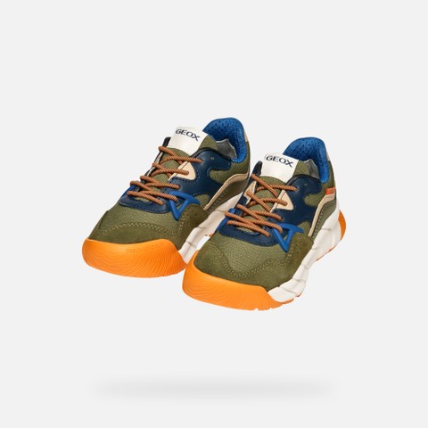 Low top sneakers FLEXYPER PRO BOY Military/Orange - image number 7 | GEOX