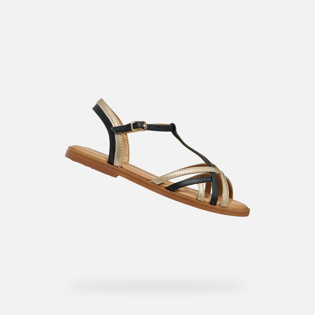 Sandales ouvertes SANDAL KARLY FILLE Noir/Platine - image number 0 | GEOX