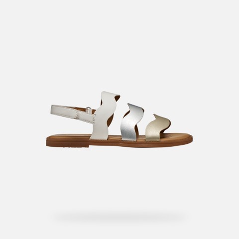 Sandales ouvertes SANDAL KARLY FILLE Blanc/Argent - image number 1 | GEOX