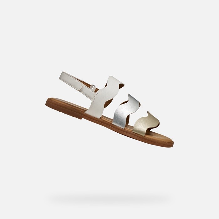 Sandales ouvertes SANDAL KARLY FILLE Blanc/Argent | GEOX