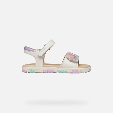 Sandals with straps SANDAL HAITI GIRL White/Light Pink - image number 1 | GEOX
