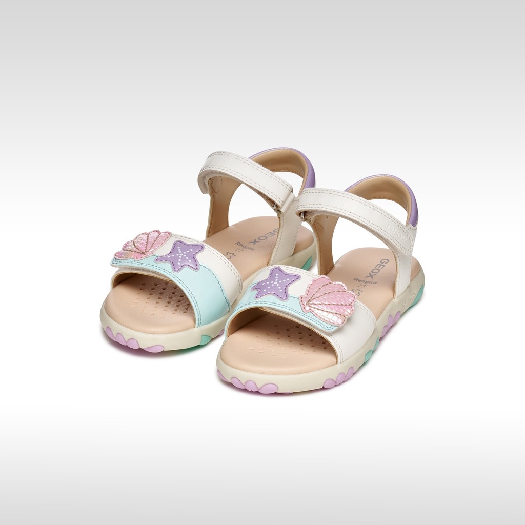 Sandali con strappo SANDAL HAITI BAMBINA Bianco/Rosa chiaro - image number 2 | GEOX