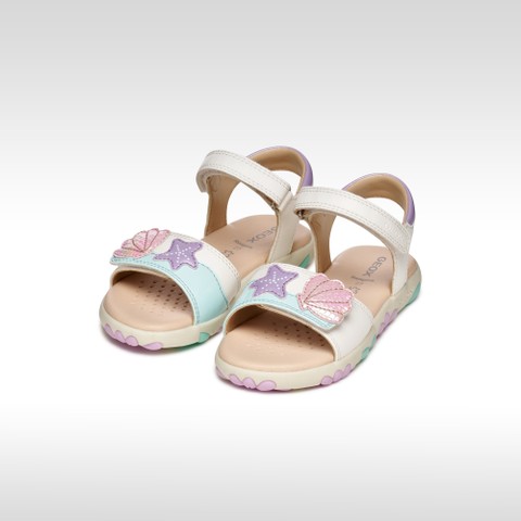 Sandali con strappo SANDAL HAITI BAMBINA Bianco/Rosa chiaro - image number 2 | GEOX