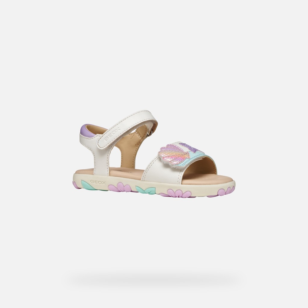 Sandals with straps SANDAL HAITI GIRL White/Light Pink - image number 2 | GEOX