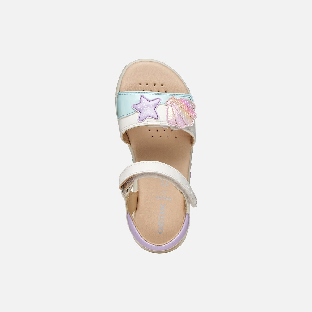 Sandals with straps SANDAL HAITI GIRL White/Light Pink - image number 5 | GEOX