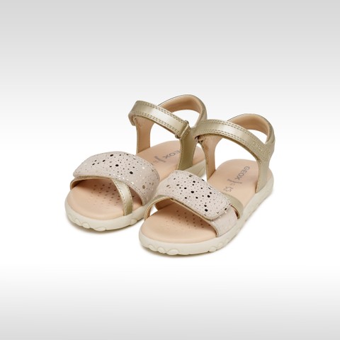 Sandals with straps SANDAL HAITI GIRL Light Gold - image number 1 | GEOX
