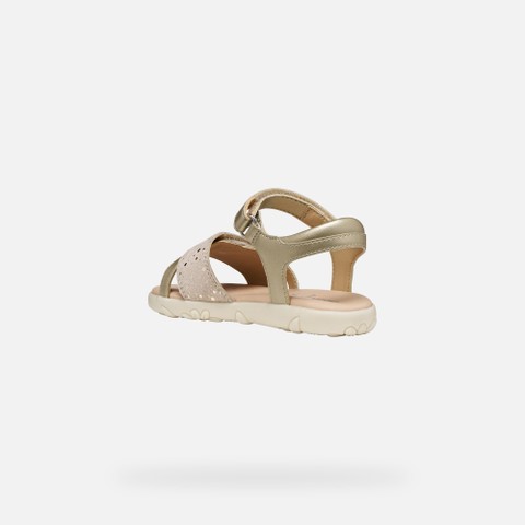 Sandals with straps SANDAL HAITI GIRL Light Gold - image number 3 | GEOX