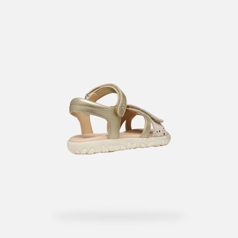 Sandals with straps SANDAL HAITI GIRL Light Gold - image number 4 | GEOX