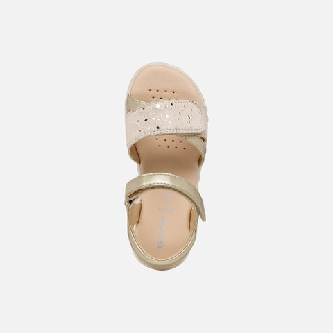 Sandals with straps SANDAL HAITI GIRL Light Gold - image number 5 | GEOX