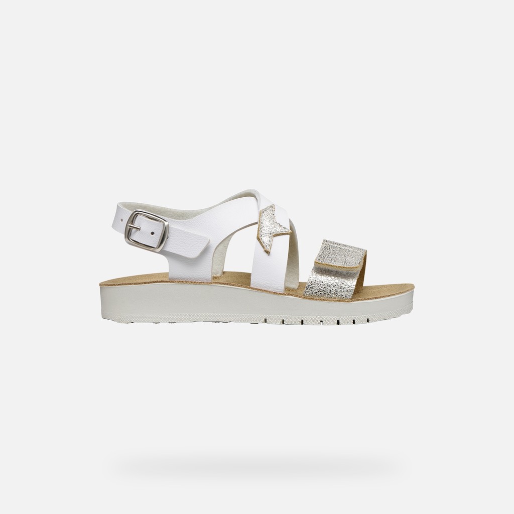 Open sandals SANDAL COSTAREI GIRL White/Silver - image number 1 | GEOX