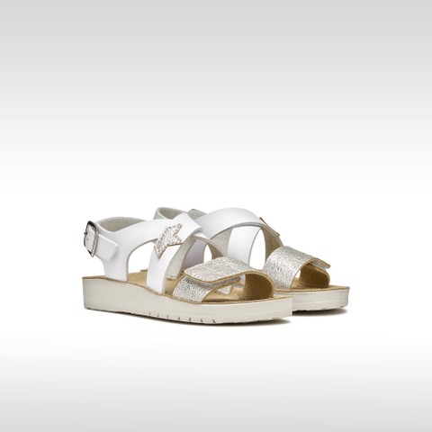 Sandales ouvertes SANDAL COSTAREI FILLE Blanc/Argent - image number 1 | GEOX