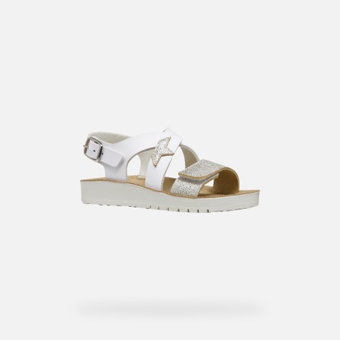 Open sandals SANDAL COSTAREI GIRL White/Silver - image number 2 | GEOX