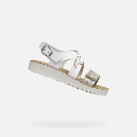 Open sandals SANDAL COSTAREI GIRL White/Silver | GEOX