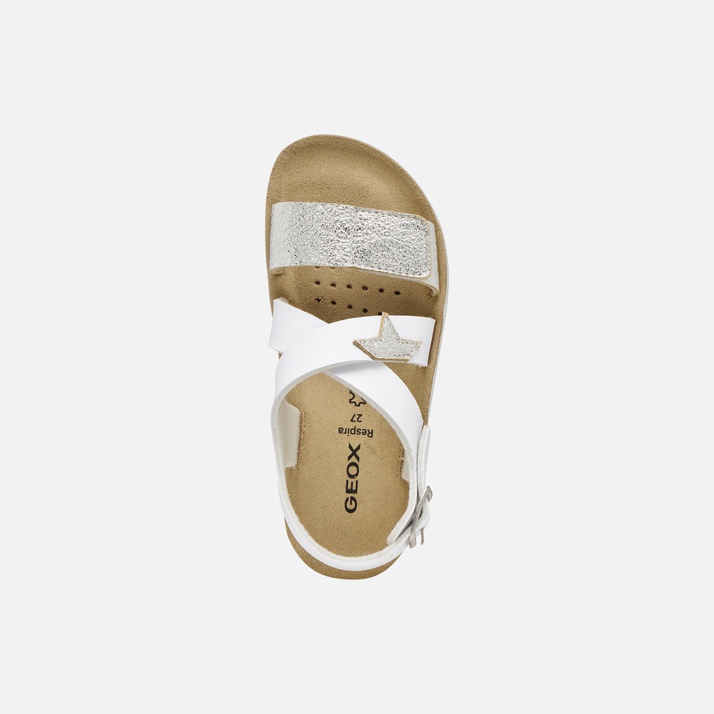 Open sandals SANDAL COSTAREI GIRL White/Silver - image number 5 | GEOX