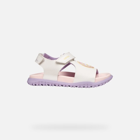 Sandals with straps SANDAL FUSBETTO   GIRL White/Lilac - image number 1 | GEOX