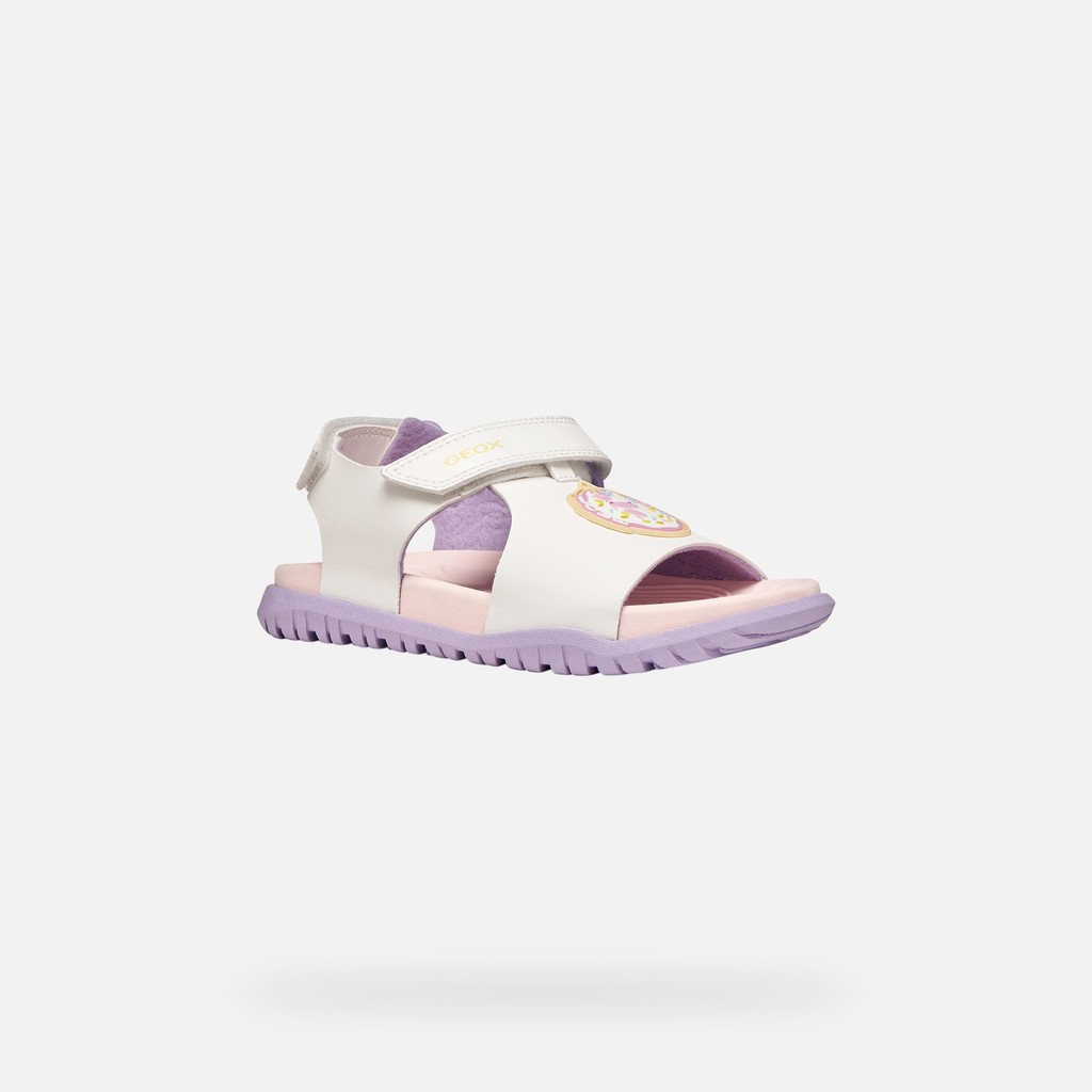 Sandals with straps SANDAL FUSBETTO   GIRL White/Lilac - image number 2 | GEOX