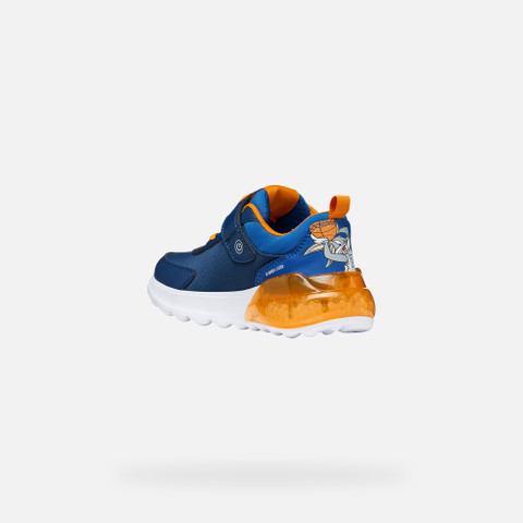 Sneakers Looney Tunes ACTIVART ILLUMINUS GARÇON Bleu marine/Orange - image number 4 | GEOX