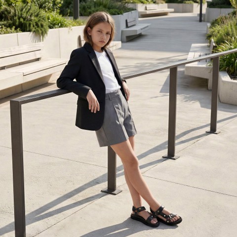 Sandals with straps SANDAL FOAMMENTERA GIRL Black - image number 1 | GEOX