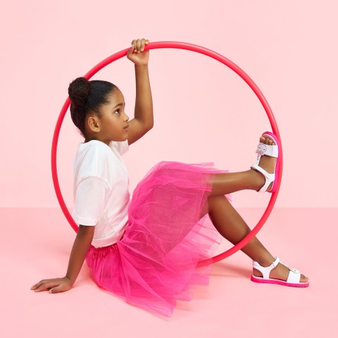Open sandals SANDAL JOYFOOT GIRL White/Fluo Fuchsia - image number 1 | GEOX