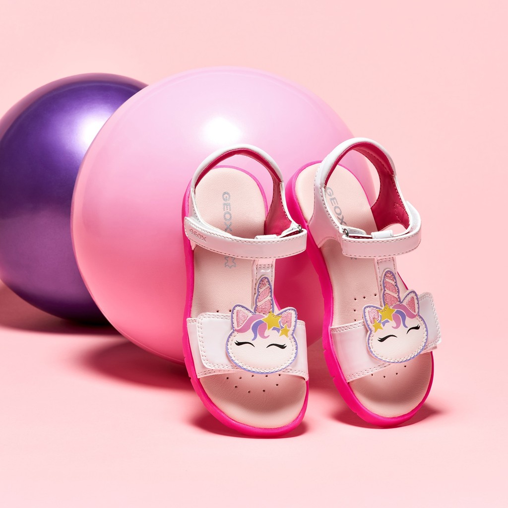 Open sandals SANDAL JOYFOOT GIRL White/Fluo Fuchsia - image number 2 | GEOX