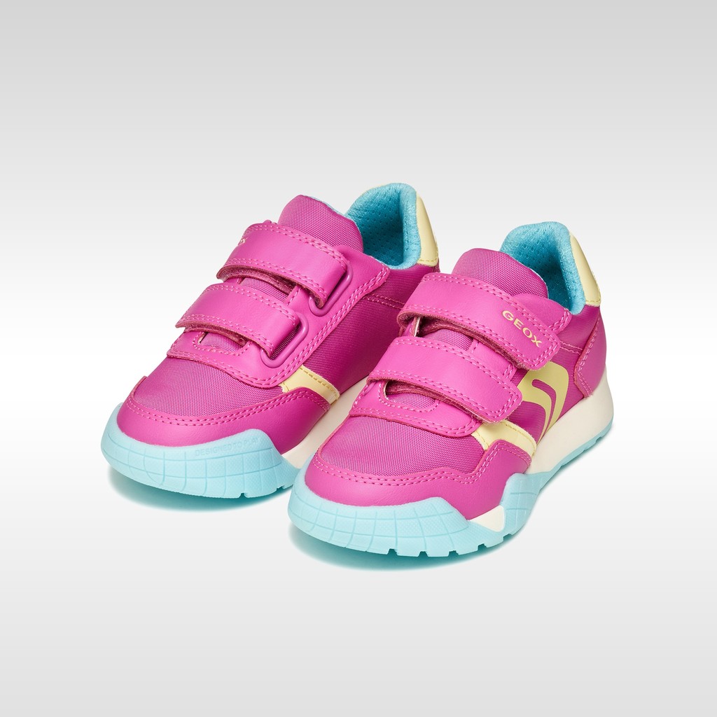 Chaussures &agrave; scratch RANN-E JUNIOR Fuchsia/Jaune clair - image number 1 | GEOX