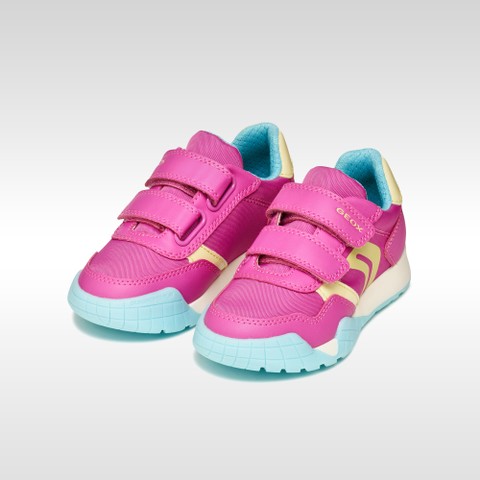 Chaussures &agrave; scratch RANN-E JUNIOR Fuchsia/Jaune clair - image number 1 | GEOX