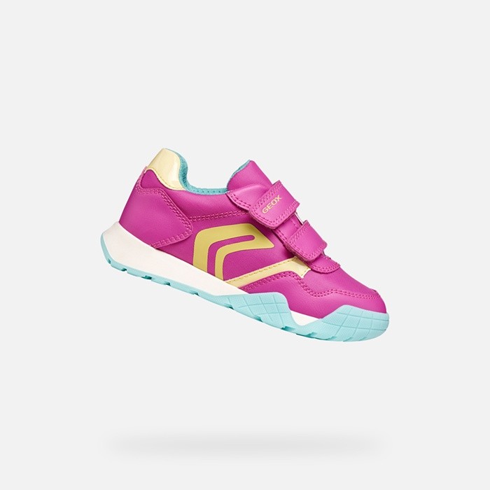 Chaussures à scratch RANN-E FILLE Fuchsia/Jaune clair | GEOX