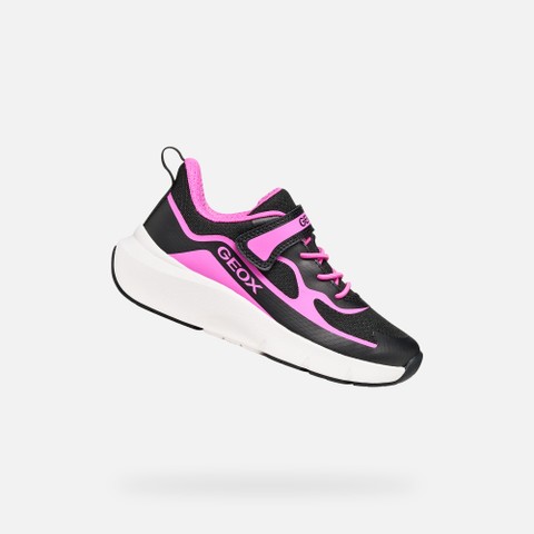Sneakers met versterkte neus PRO-RAN JUNIOR Zwart/Fuchsia | GEOX