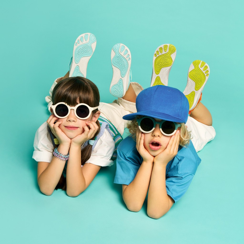 Caskets en toile FOOT-RUN FILLE Bleu eau/Vert acidul&eacute; - image number 10 | GEOX