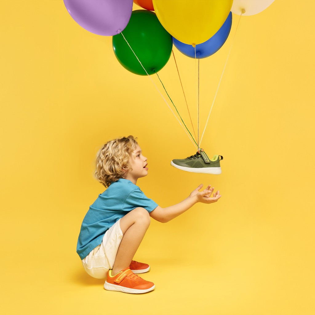 Caskets en toile FOOT-RUN GAR&Ccedil;ON Orange/Citron vert - image number 10 | GEOX