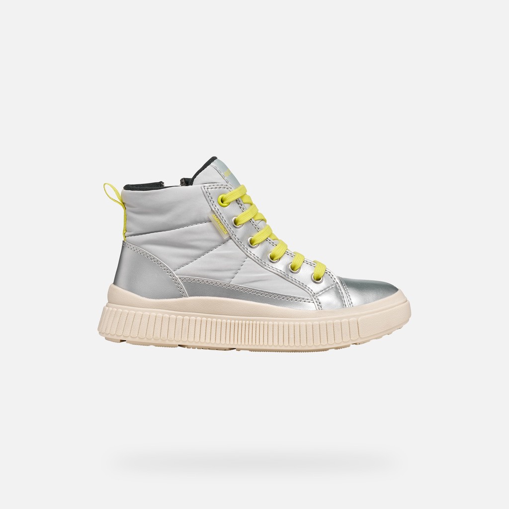 Waterproof trainers LAQUINNY ABX GIRL Silver/Fluo Yellow - image number 1 | GEOX