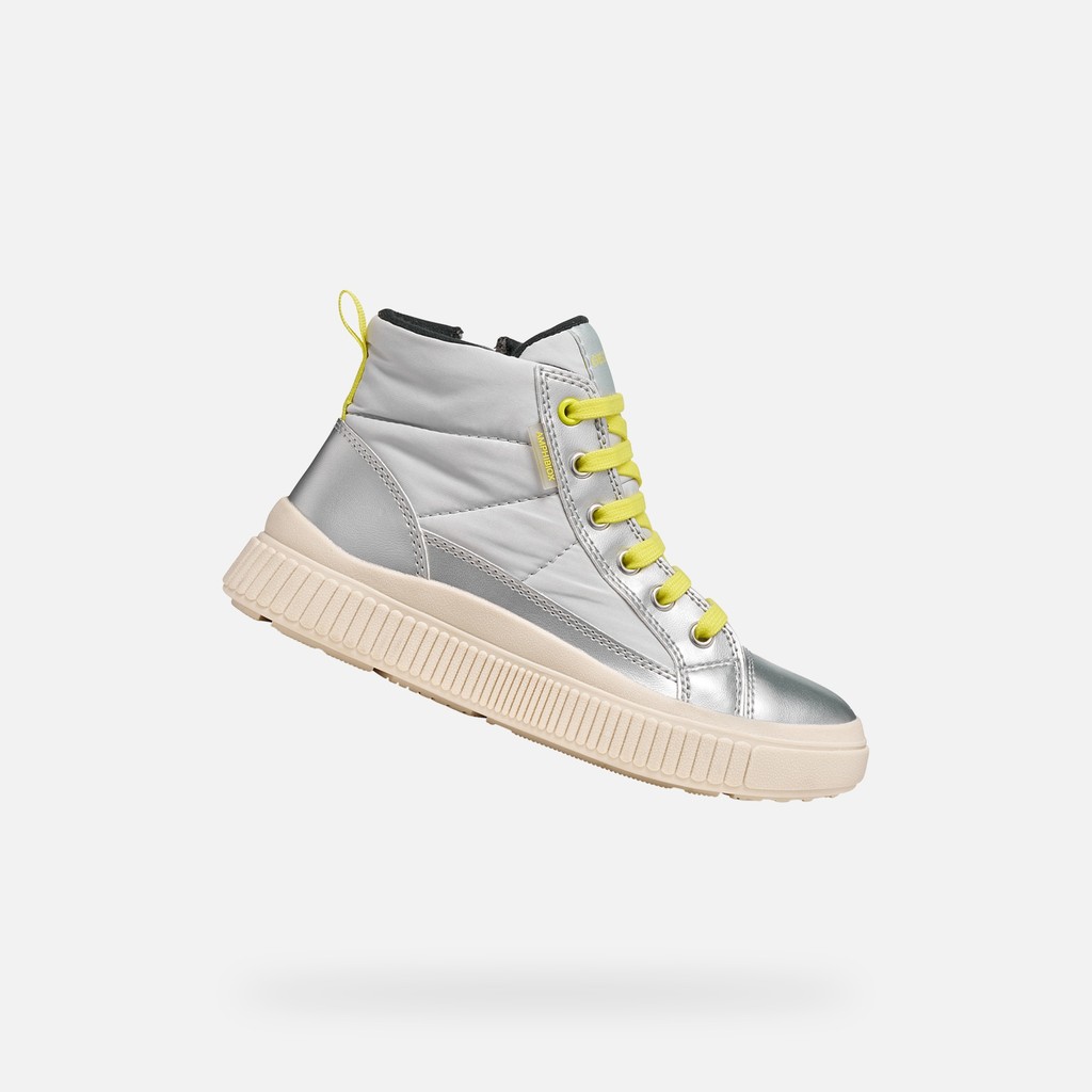 Waterproof trainers LAQUINNY ABX GIRL Silver/Fluo Yellow - image number 0 | GEOX