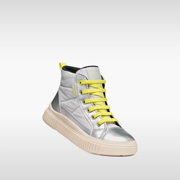 Waterproof trainers LAQUINNY ABX GIRL Silver/Fluo Yellow | GEOX