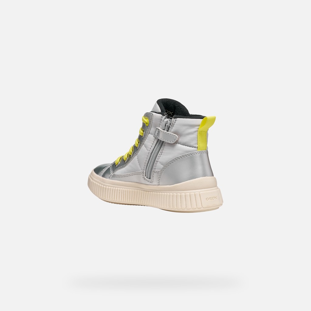 Waterproof trainers LAQUINNY ABX GIRL Silver/Fluo Yellow - image number 3 | GEOX