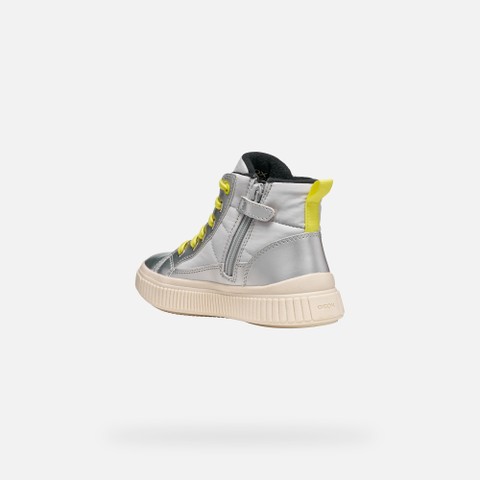 Waterproof trainers LAQUINNY ABX GIRL Silver/Fluo Yellow - image number 3 | GEOX