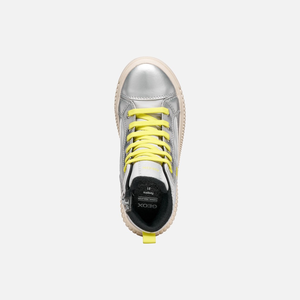 Waterproof trainers LAQUINNY ABX GIRL Silver/Fluo Yellow - image number 5 | GEOX