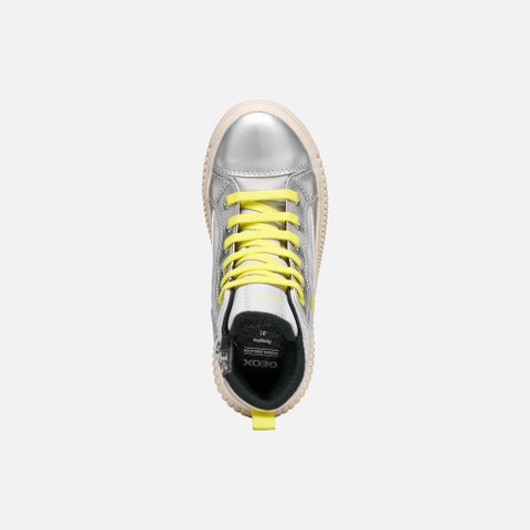 Waterproof trainers LAQUINNY ABX GIRL Silver/Fluo Yellow - image number 5 | GEOX