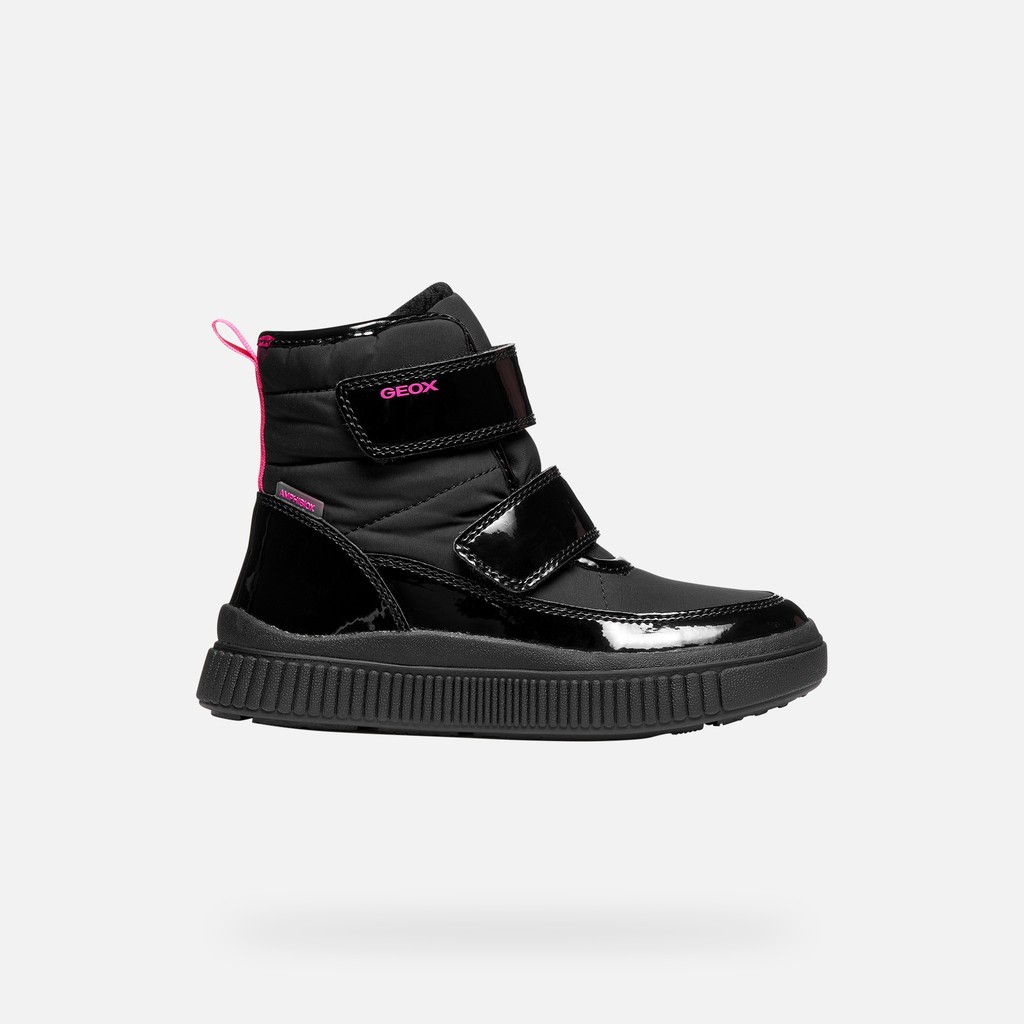 Bottines imperm&eacute;ables LAQUINNY ABX FILLE Noir/Fuchsia fluo - image number 1 | GEOX