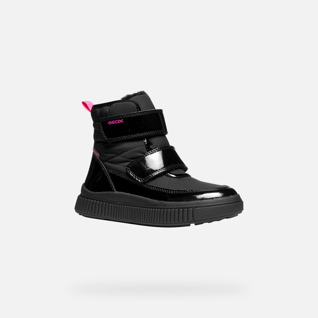 Bottines imperm&eacute;ables LAQUINNY ABX FILLE Noir/Fuchsia fluo - image number 2 | GEOX