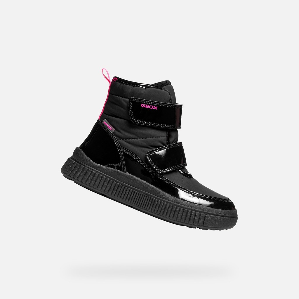 Bottines imperm&eacute;ables LAQUINNY ABX FILLE Noir/Fuchsia fluo - image number 0 | GEOX