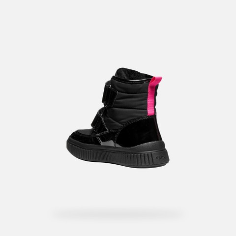 Bottines imperm&eacute;ables LAQUINNY ABX FILLE Noir/Fuchsia fluo - image number 3 | GEOX