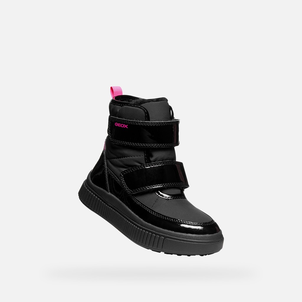 Bottines imperm&eacute;ables LAQUINNY ABX FILLE Noir/Fuchsia fluo - image number 4 | GEOX