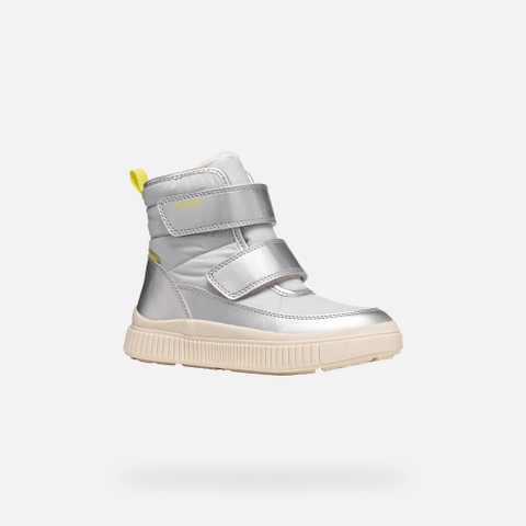 Waterproof ankle boots LAQUINNY ABX GIRL Silver/Fluo Yellow - image number 2 | GEOX