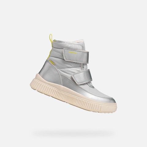 Waterproof ankle boots LAQUINNY ABX GIRL Silver/Fluo Yellow - image number 0 | GEOX
